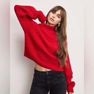 Good American Chunky Knit Mock Neck Sweater